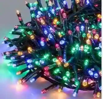 Luces De Navidad X180 Bombillos Luz Lineal Led Granito Multicolor Cable Verde