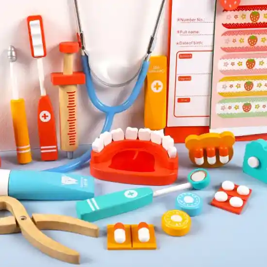 Juguete Médico Kit De Doctor Simulación Caja De Dentista Juego Educativo Estetoscopio Para Niñas