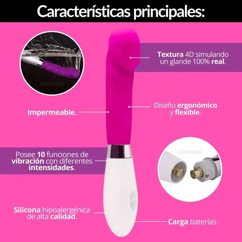 Vibrador Consolador Clasico Flexible Texturizado Juguete Sexual