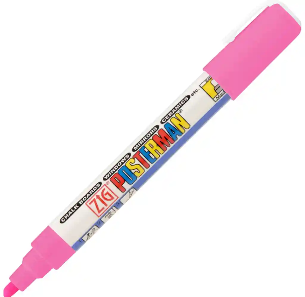 Posterman Marcador Mediano Punta Redonda 2mm Color Rosa Fluorescente