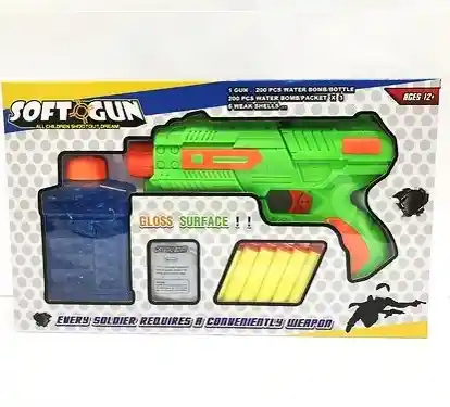 Juguete Pistola Dual Lanza Dardos Y Balas De Hidrogel Soft Gun Ref 8820 Verde