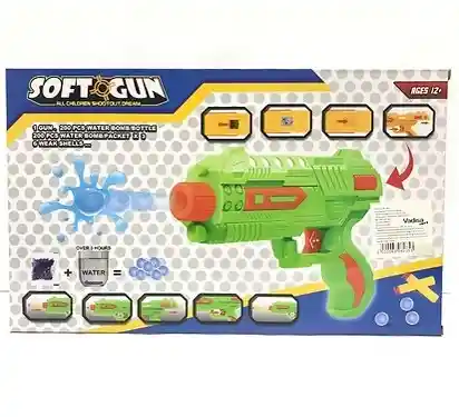 Juguete Pistola Dual Lanza Dardos Y Balas De Hidrogel Soft Gun Ref 8820 Verde