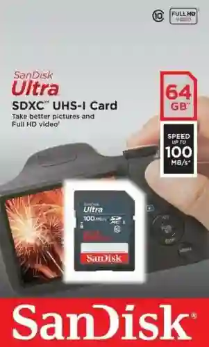 Memoria Sd 64gb Sandisk Ultra Sdxc Uhs-i Card / Memoria Sd Camara Profesional 64gb