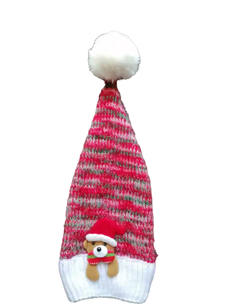 Gorro Navidad Duende Peludo Con Luces Novenas Pompon 40cm