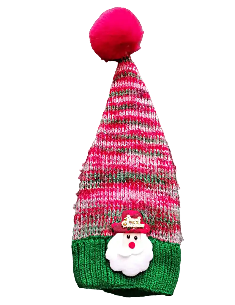 Gorro Navidad Duende Peludo Con Luces Novenas Pompon 40cm