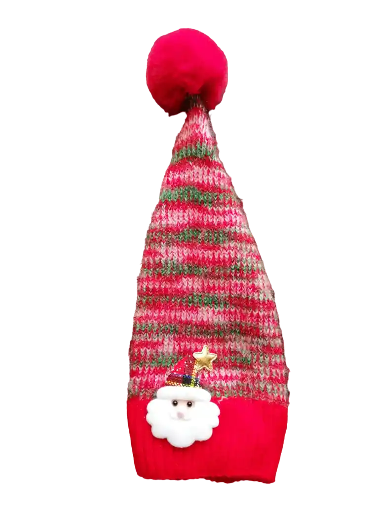 Gorro Navidad Duende Peludo Con Luces Novenas Pompon 40cm