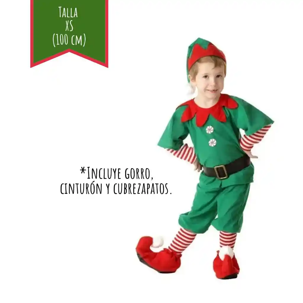 Disfraz Navidad Duende Niño Talla Xs (100 Cm)