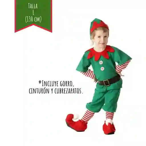 Disfraz Navidad Duende Niño Talla L (130 Cm)