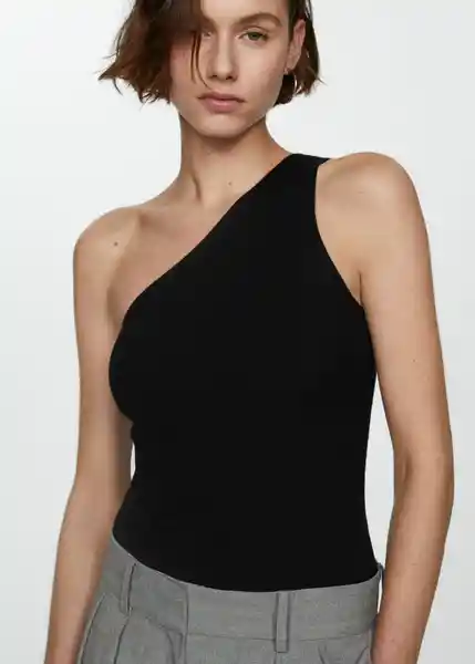 Top Asim Negro Talla 18 Mujer Mango