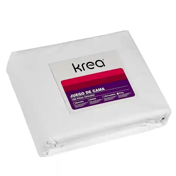 Krea Juego de Cama King 180 Hilos Blanco Unicolor