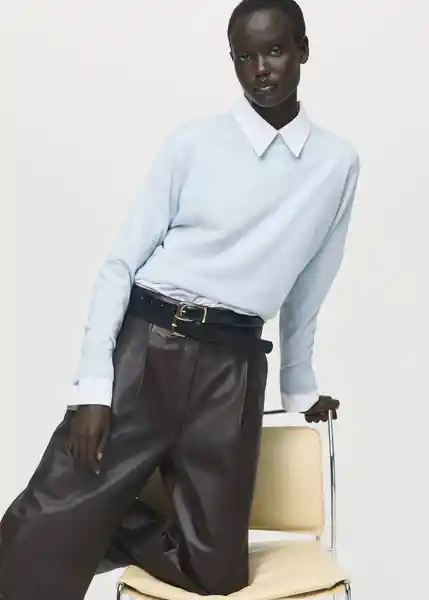 Saco Jersey Mili Celeste Talla S Mujer Mango