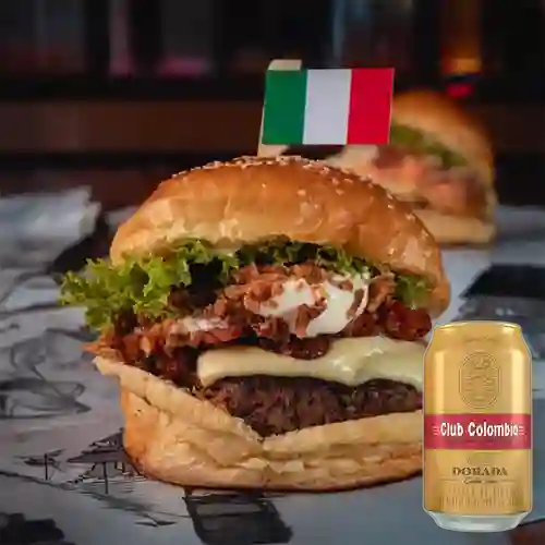 Combo Hamburguesa Roma + Club col. Dorada Lta 330ml