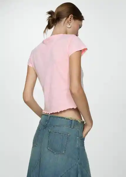 Camiseta Cenote Rosa Pastel Talla XS Mujer Mango