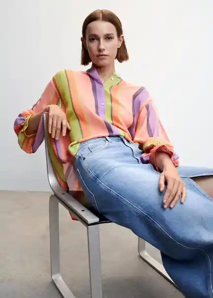 Blusa Palma-H Salmón Talla S Mujer Mango