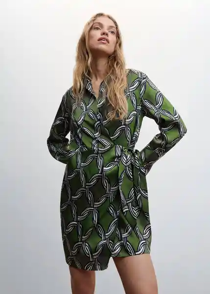 Vestido Cadena Verde Talla M Mujer Mango