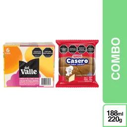 Combo Del Valle Frutal Surtido 6 Und + Bimbo Ponqué Casero