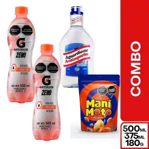 Combo Gatorade + Mani Moto Maní + Antioqueño Aguardiente