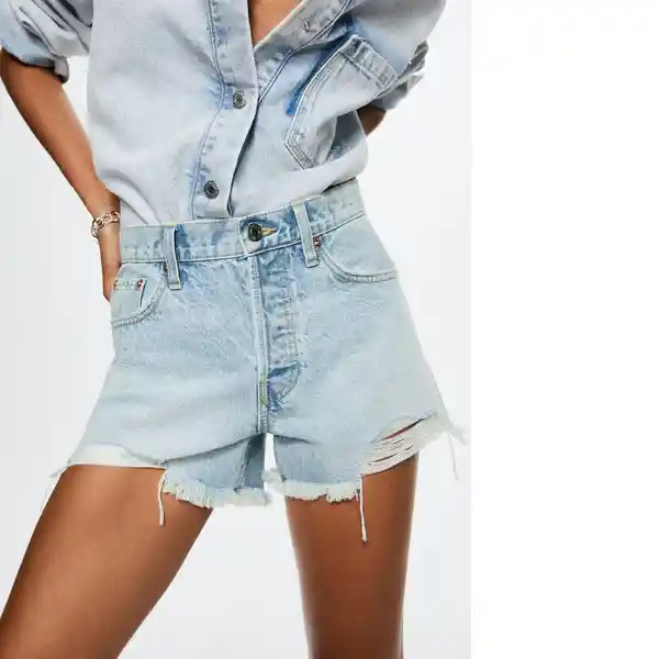 Shorts Hailey Tejano Claro Talla 32 Mujer Mango