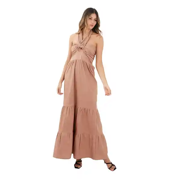 Vestido Largo María Beige Talla Xs