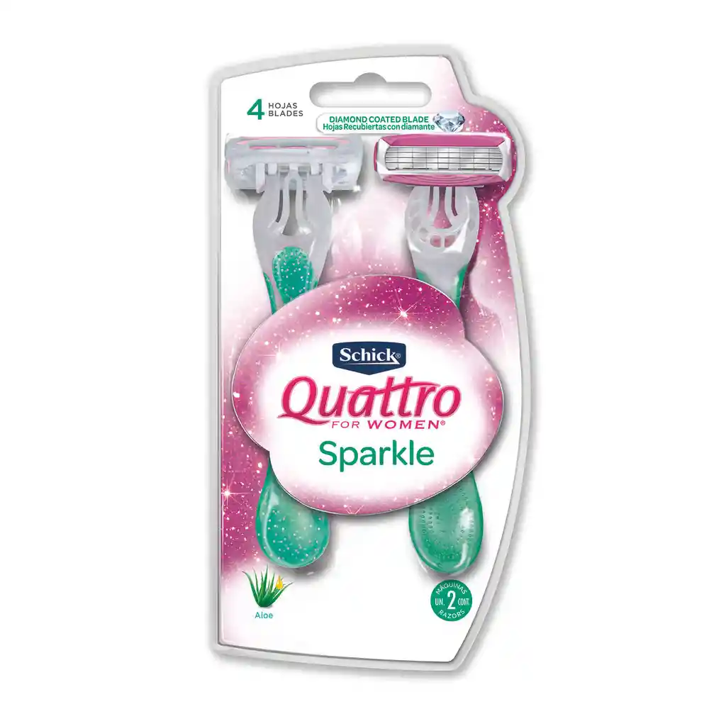 Schick Quattro 4 Maquina de Afeitar para Mujer Sparkle