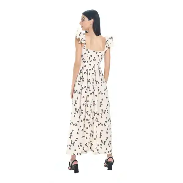 Vestido Floral Liso Beige Talla Xs