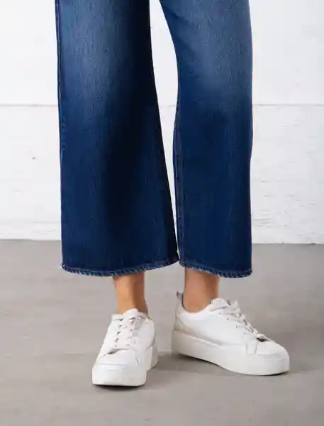 Jean Culotte Tiro Alto Azul Índigo Oscuro Talla 12 Mujer Naf Naf