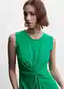 Vestido Nudo-H Verde Talla S Mujer Mango