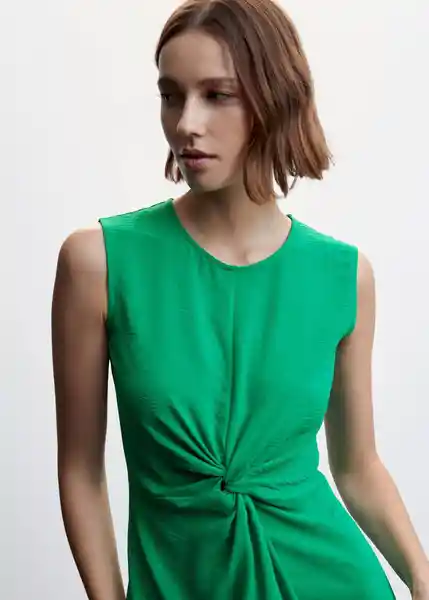 Vestido Nudo-H Verde Talla S Mujer Mango