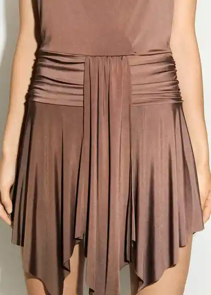 Vestido Moca Marron Talla XS Mujer Mango