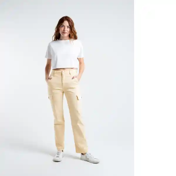  Pantalon Saray Mujer Amarillo Luminoso Claro Talla 8 Naf-Naf 