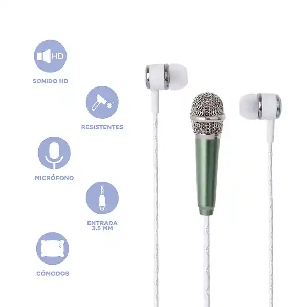 Audífonos Con Micrófono Serie Miniso Verde