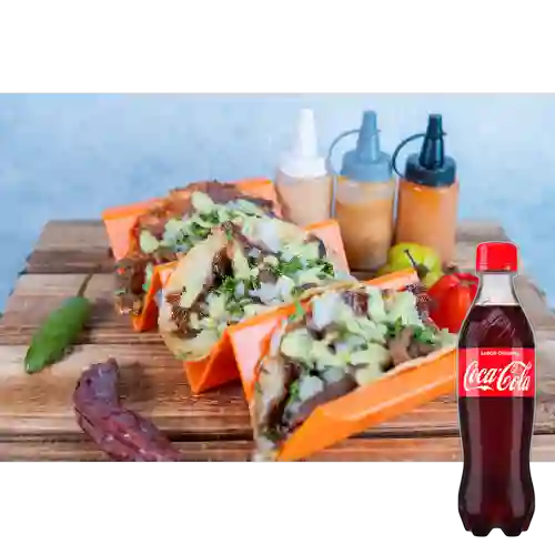 Combo Taco Bistec c/ Queso +Cocacola Orig 400ml