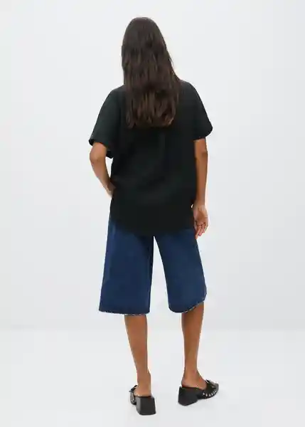 Camisa Pai Negro Talla 26 Mujer Mango