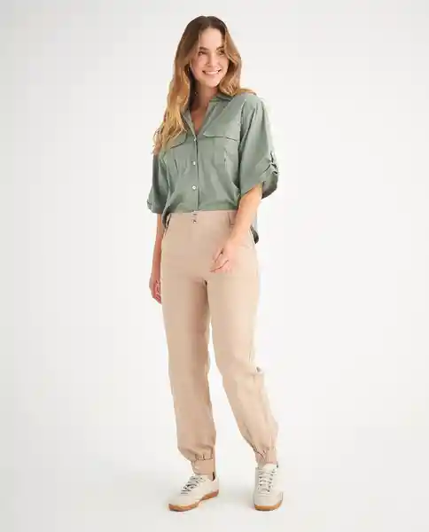 Pantalon Beige Incienso Medio Talla 6 639F005 Esprit