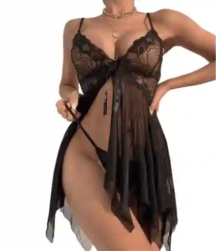 Talla L - Baby Doll Emma Con Panty Negro