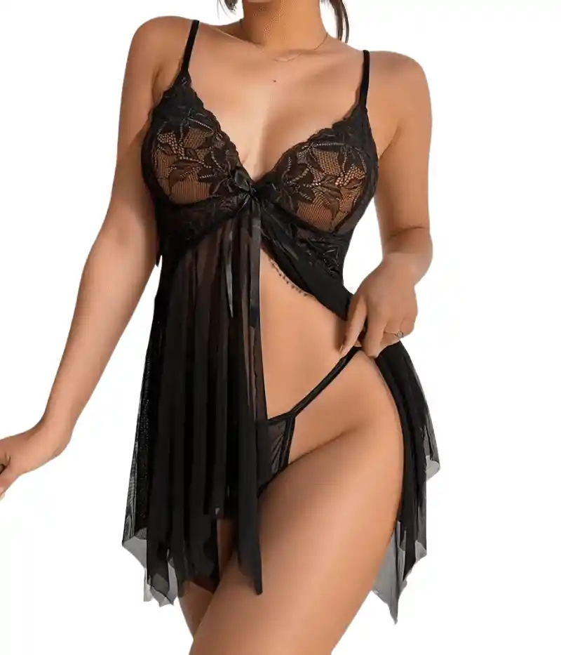 Talla S - Baby Doll Emma Con Panty Negro