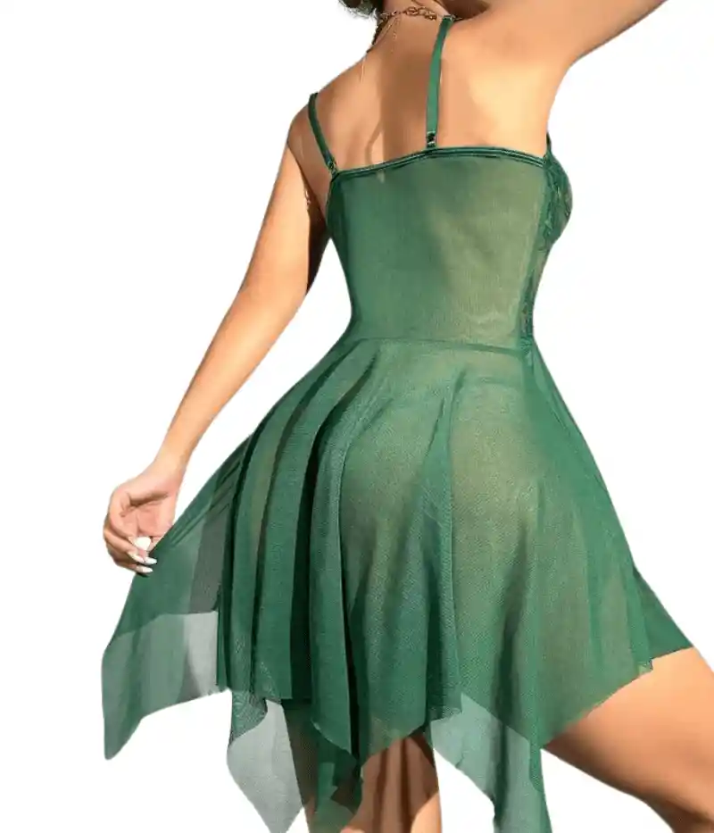 Talla L - Baby Doll Emma Con Panty Verde