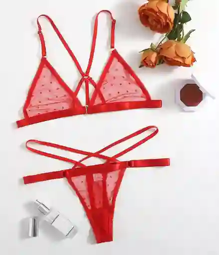 Talla M - Conjunto De Lencería Cleo Rojo