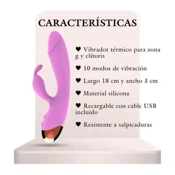 Vibrador Doble Estimulación Térmico Yeain Lila Recargable