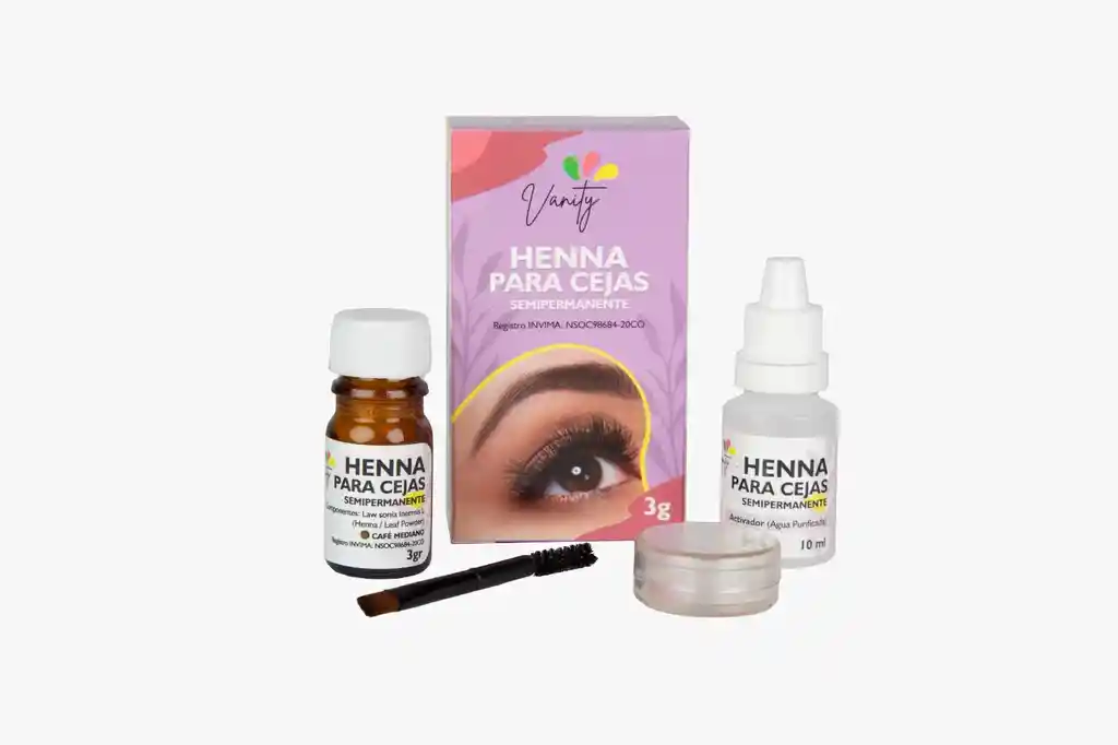 Henna Para Cejas Vanity X 3 G Cafe Claro, Cafe Mediano, Cafe Oscuro, Negro, Chocolate.