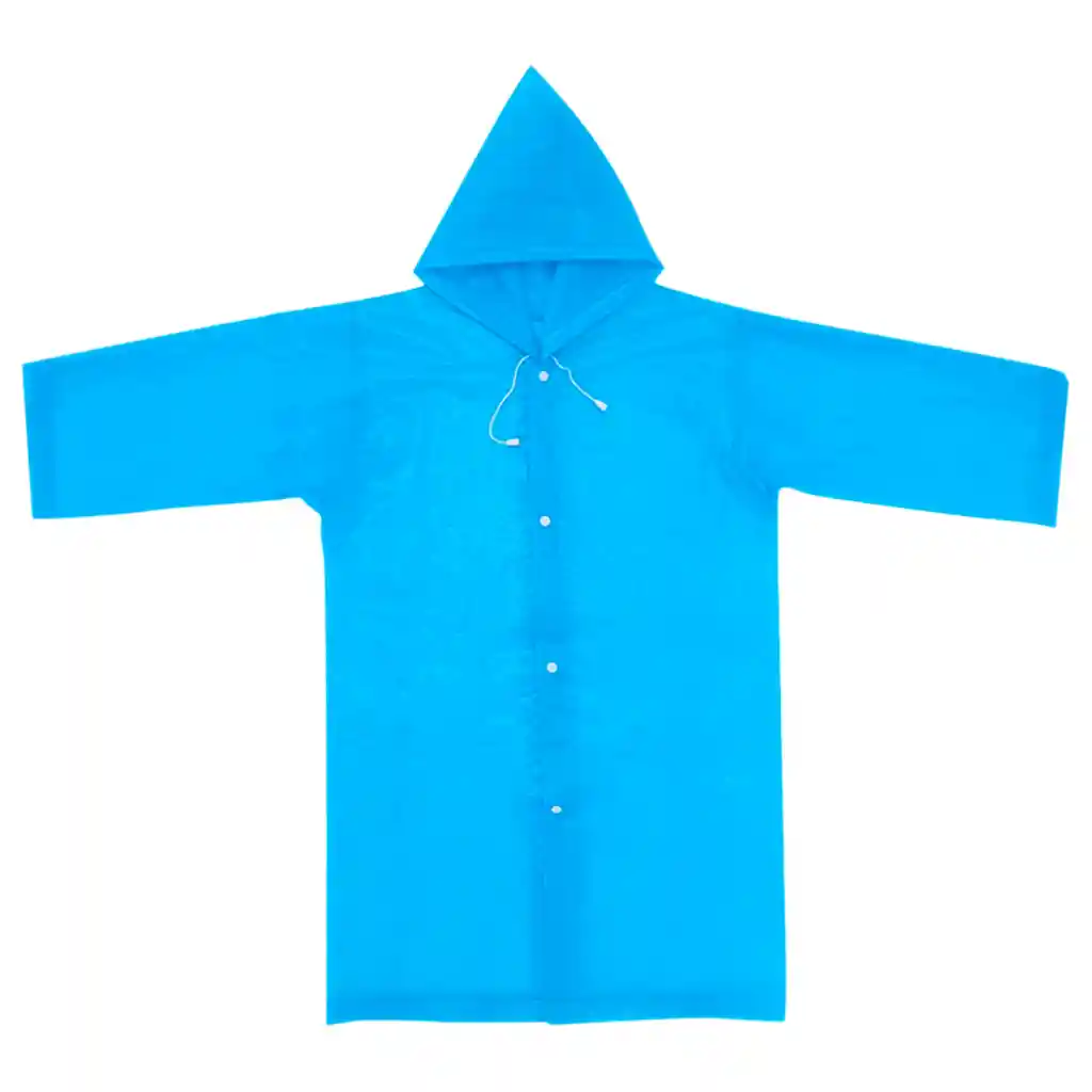 Carpa Capa Niños Impermeable Lluvia Eva Capota Cordones Azul