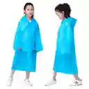 Carpa Capa Niños Impermeable Lluvia Eva Capota Cordones Azul