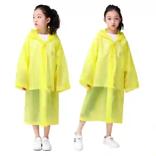 Carpa Capa Niños Impermeable Lluvia Eva Capota Cordones Amarillo