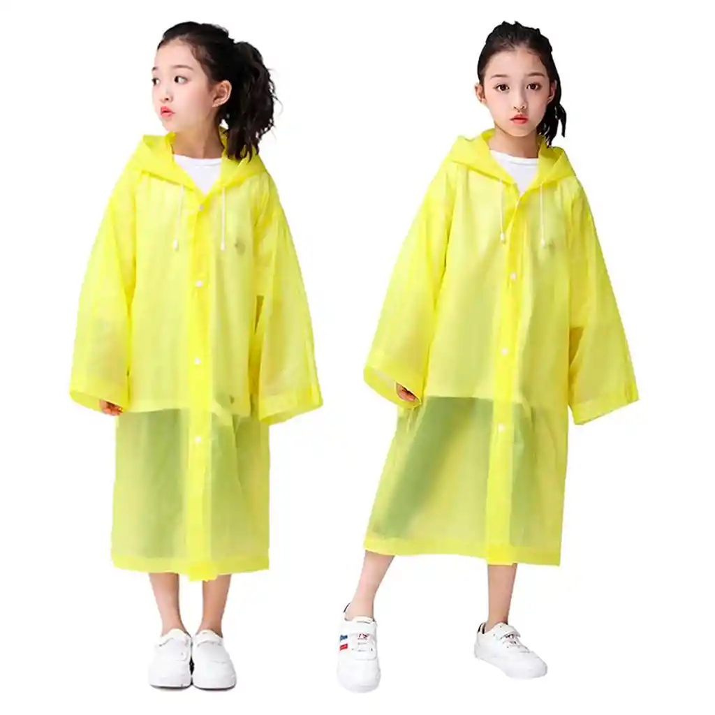 Carpa Capa Niños Impermeable Lluvia Eva Capota Cordones Amarillo