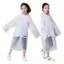 Carpa Capa Niños Impermeable Lluvia Eva Capota Cordones Blanco