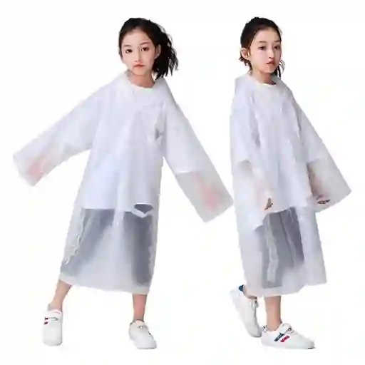 Carpa Capa Niños Impermeable Lluvia Eva Capota Cordones Blanco
