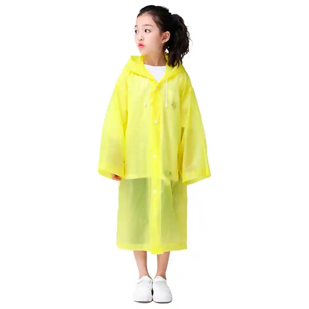 Carpa Capa Niños Impermeable Lluvia Eva Capota Cordones Amarillo