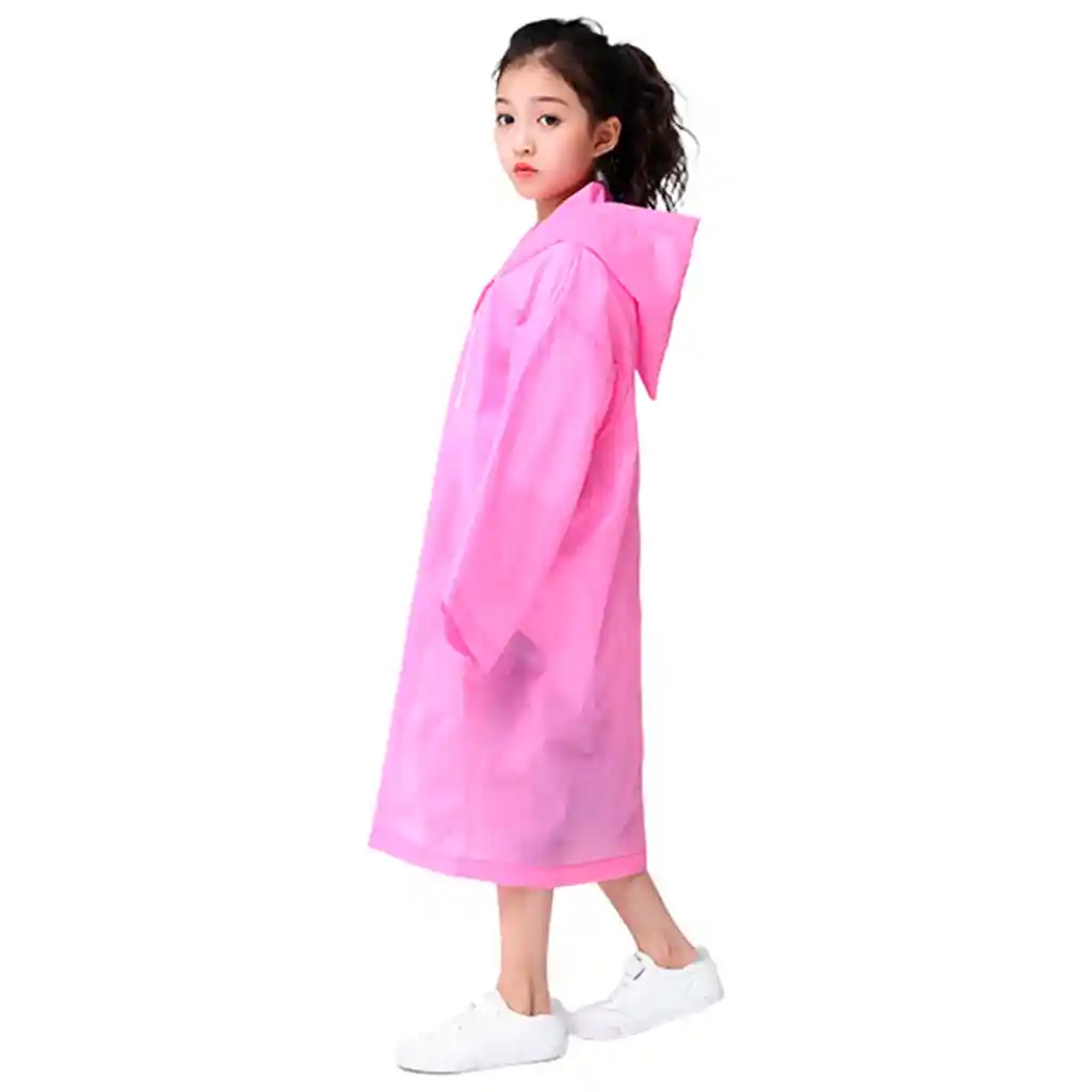 Carpa Capa Niños Impermeable Lluvia Eva Capota Cordones Rosa