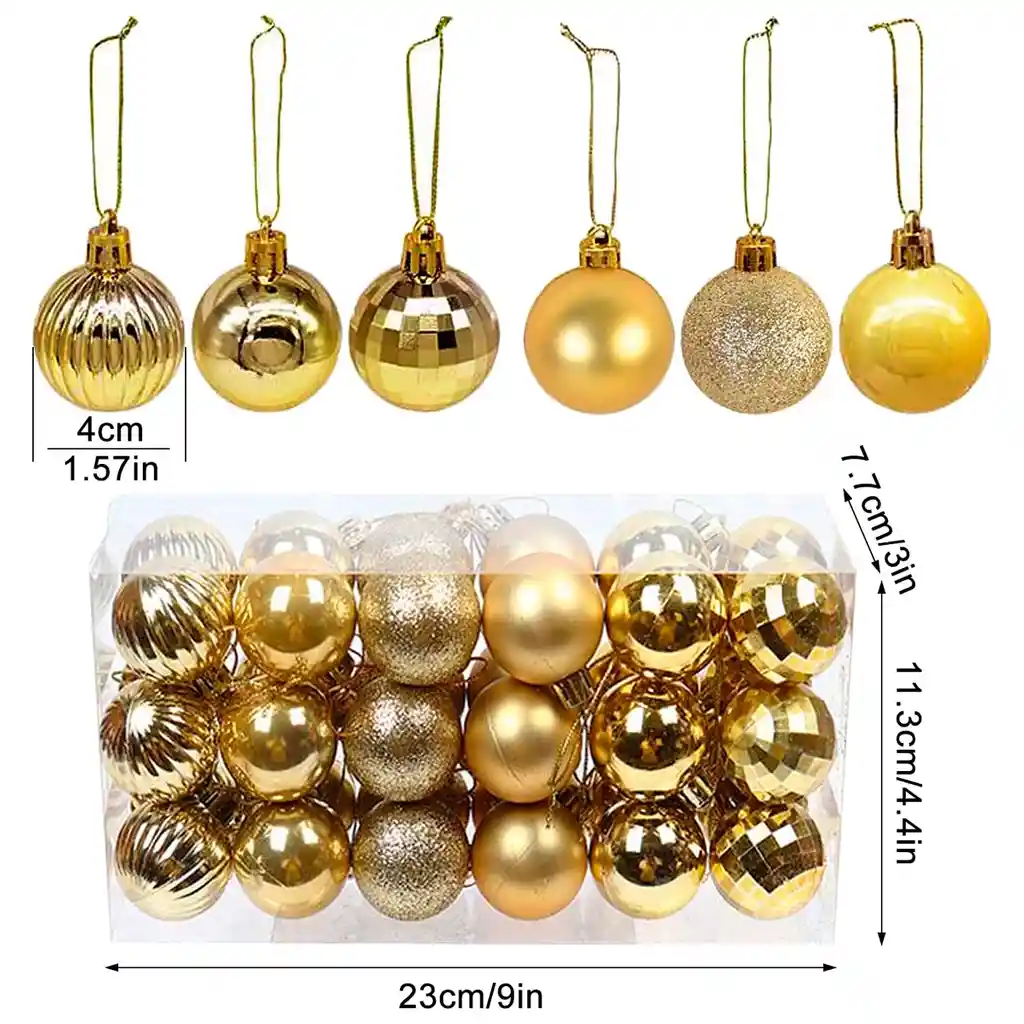 Juego X12 Bolas 6cm Navidad Para Árbol Navidad Colores decoración Dorada X15