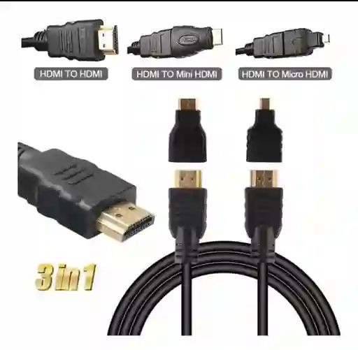 Kit Cable Hdmi 1.5 M Con Adaptadores Mini-hdmi/micro-hdmi